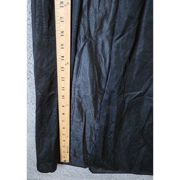 Vtg Joie De Vie Nylon Satin Nightgown Plunging Lace High Slit Sexy Black Petite - Picture 10 of 16